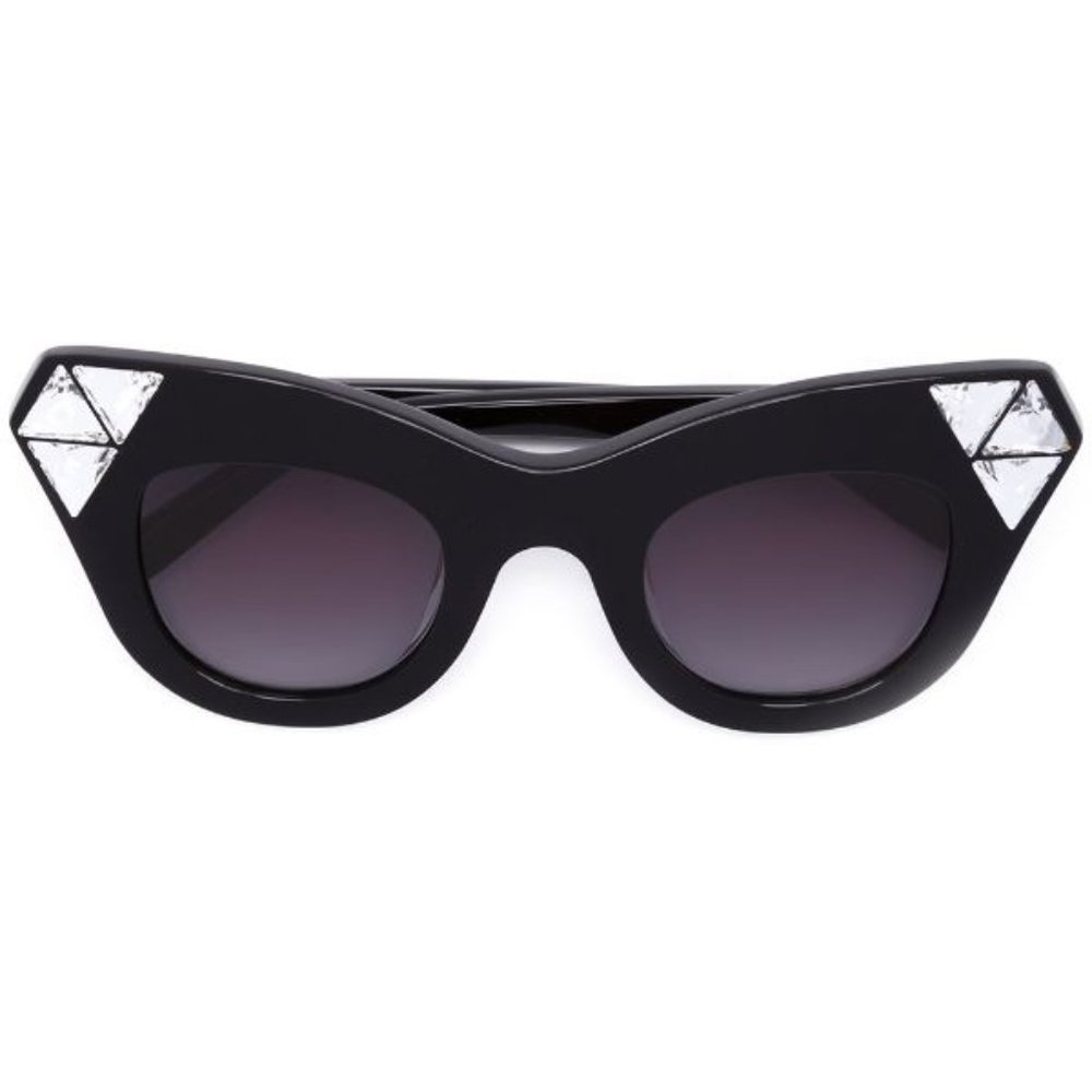 Vera Wang Black Embellished Cat Eye Sunglasses